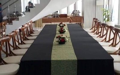 meja taplak hitam kursi olivia